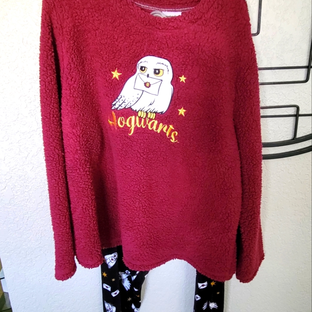 Harry Potter Hogwarts Hedwig Pajama Set, 18W-20W, Burgundy